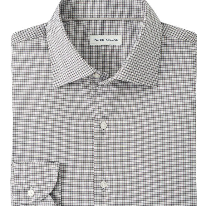 JACKSON CROWN LITE SPORT SHIRT with long sleeves and a brown and white plaid print-novaman