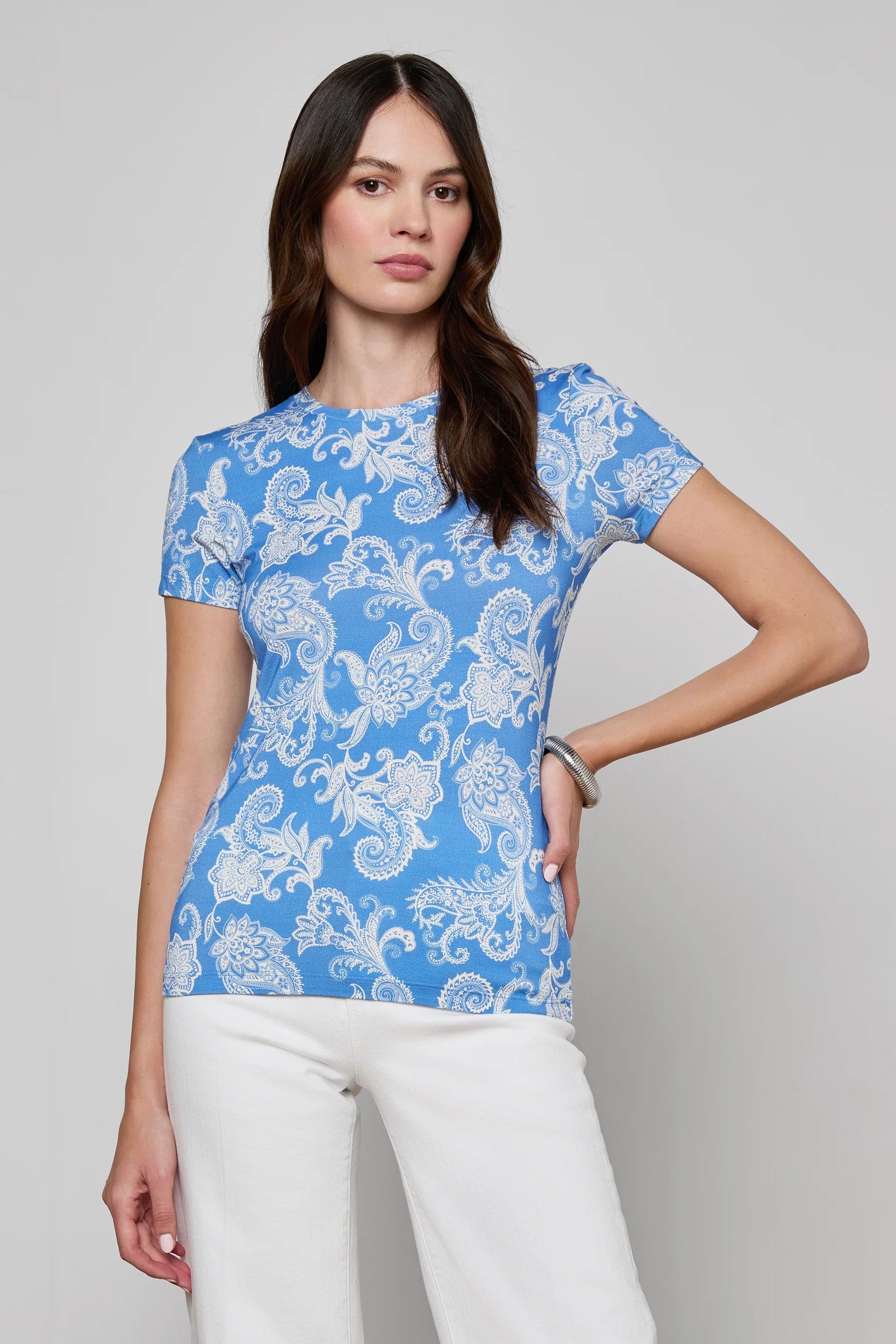 RESSI SS TWO TONE PAISLEY TEE - T-shirts - Sassanova