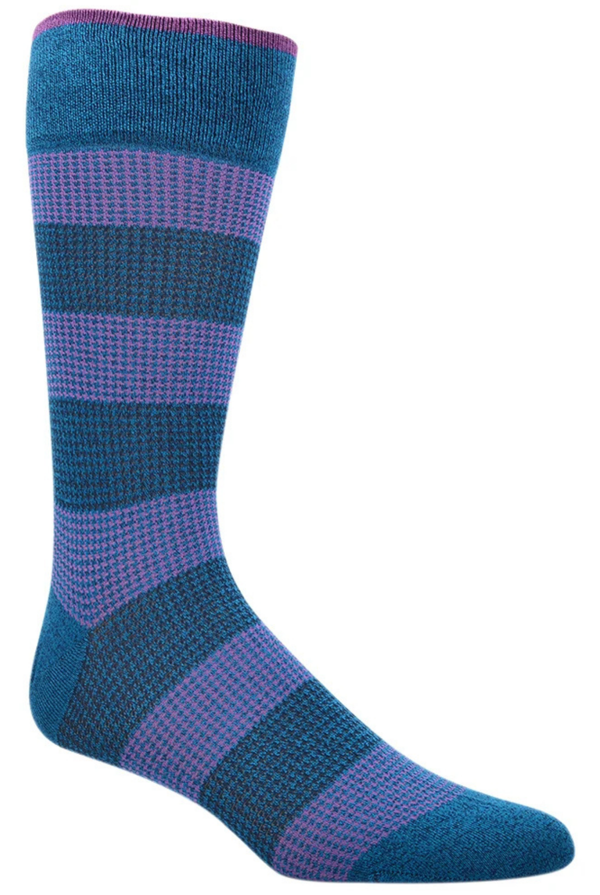 HOUNDSTOOTH BAR STRIPE SOCK DARK TEAL Sassanova / Novaman