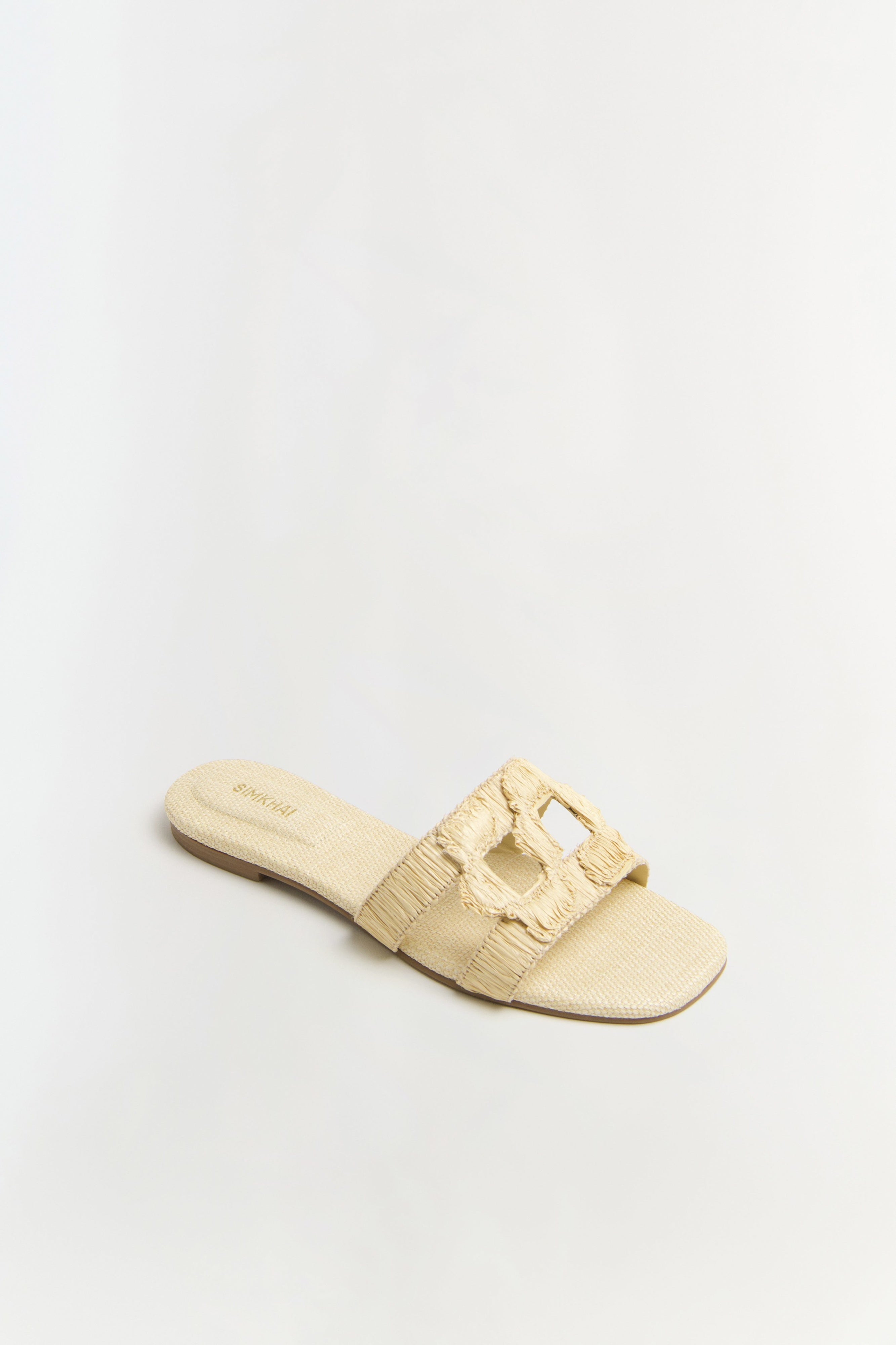 SIMKHAI MONOGRAM RAFFIA FLAT SLIDE - Shoes - Sassanova