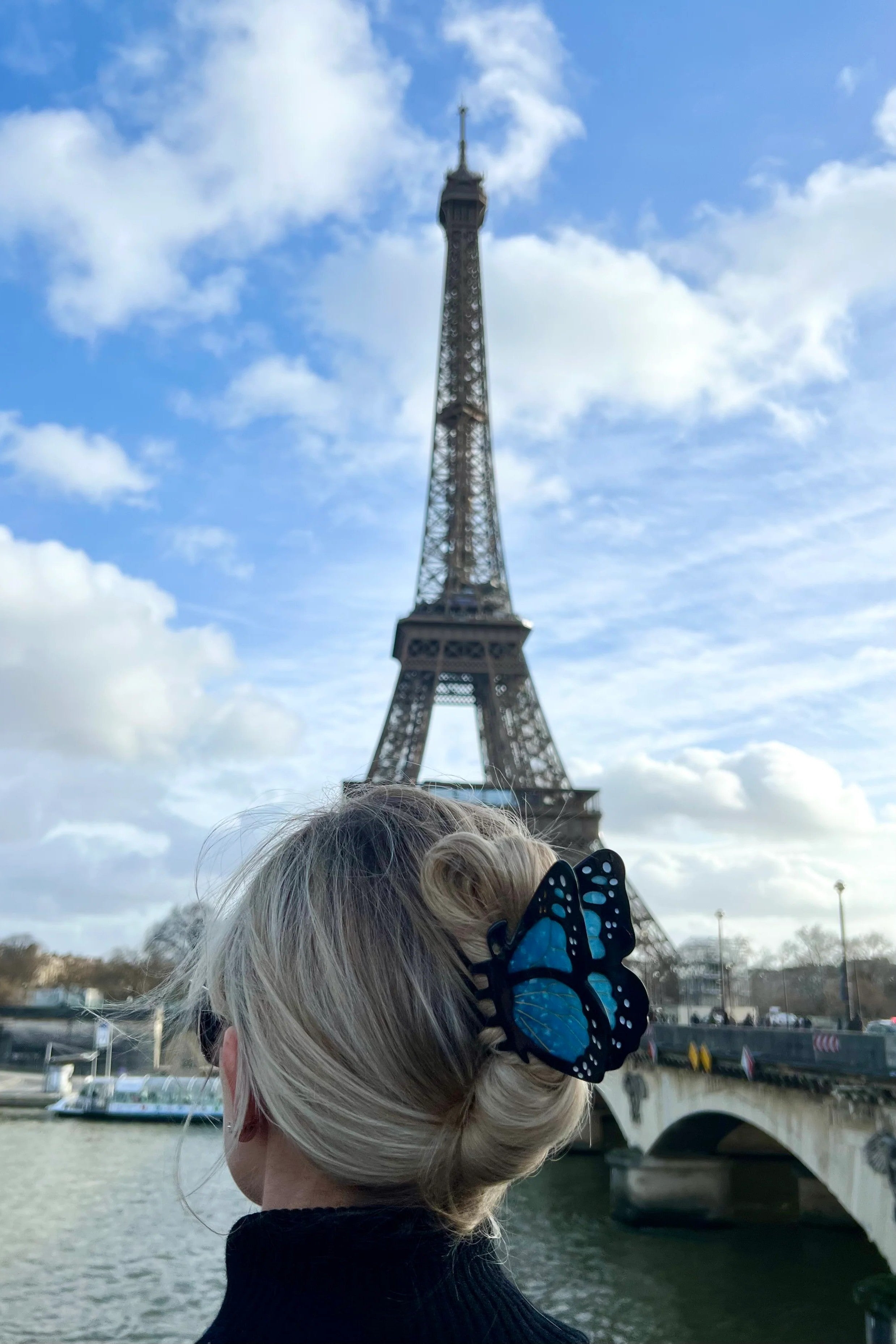 HAND PAINTED BLUE MONARCH BUTTERFLY HAIR CLIP - sassanova