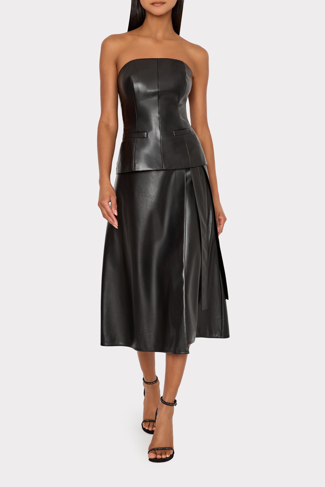 FAUX LEATHER BOW MAXI SKIRT-Sassanova