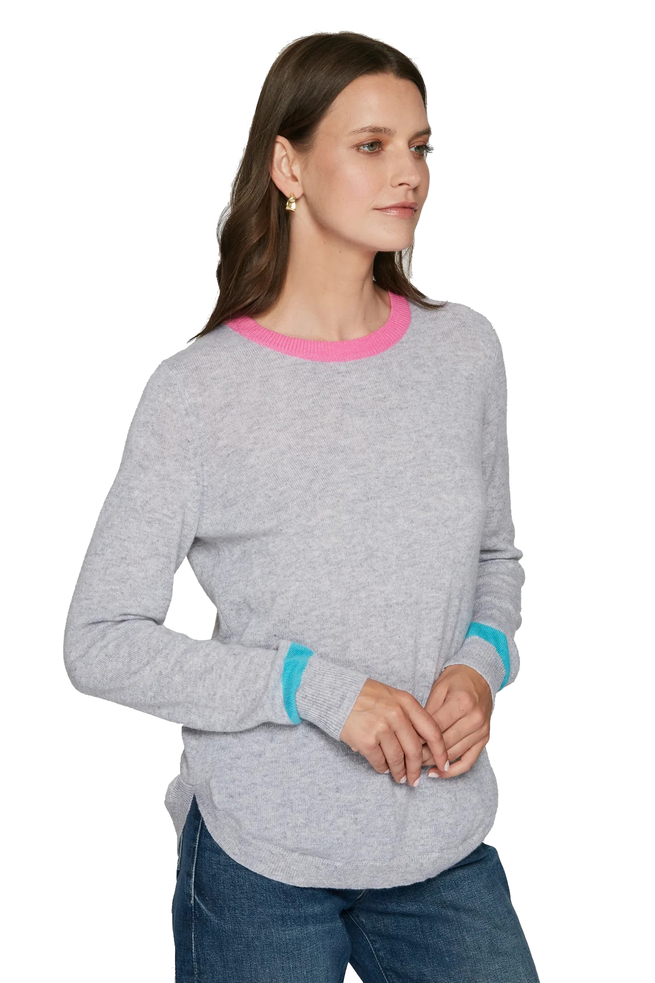 SHIRTTAIL CREW W/ POP COLORS - Sweaters - Sassanova