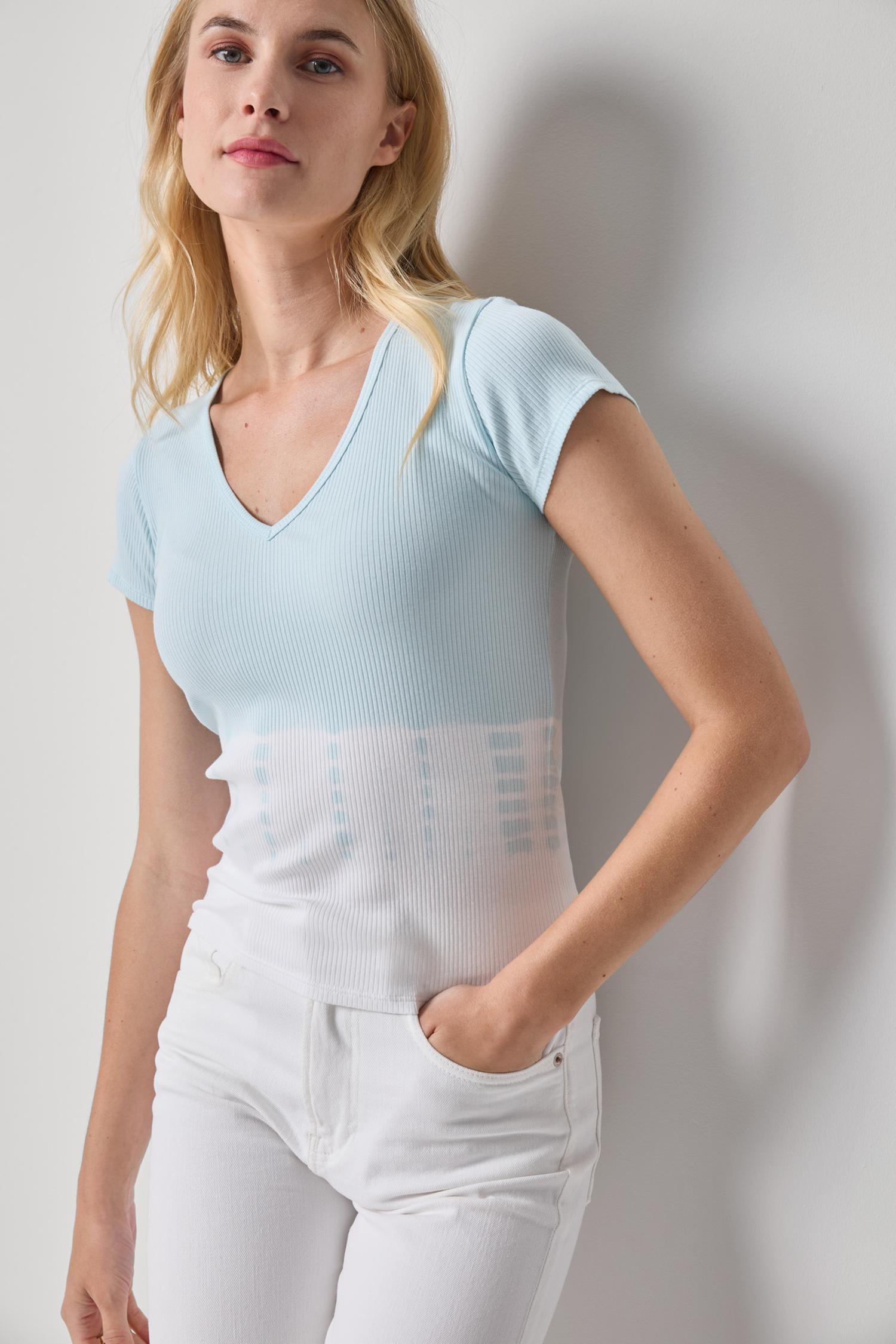 BAMBOO DYE SHORT SLEEVE V-NECK TEE - T-shirts - Sassanova