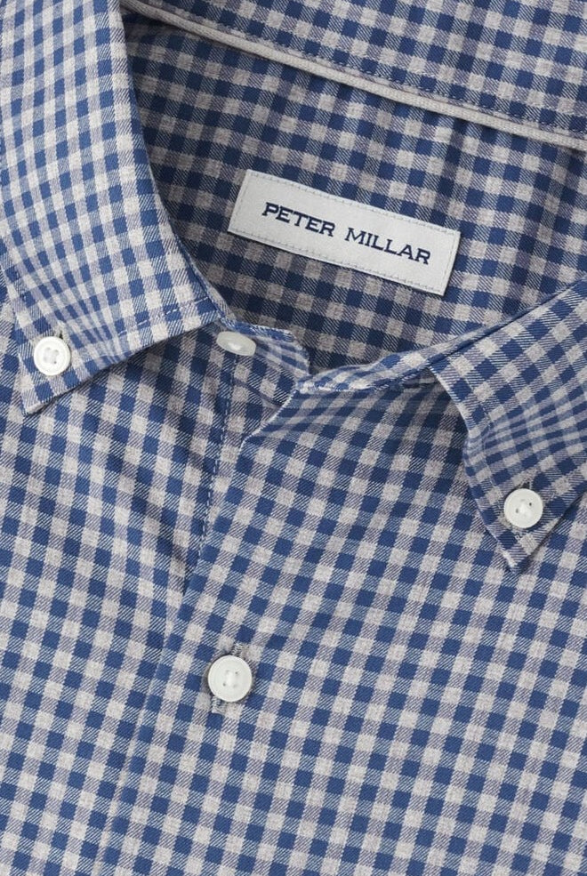 CONWAY CROWN LITE SPORT SHIRT with dark blue plaid print-novaman