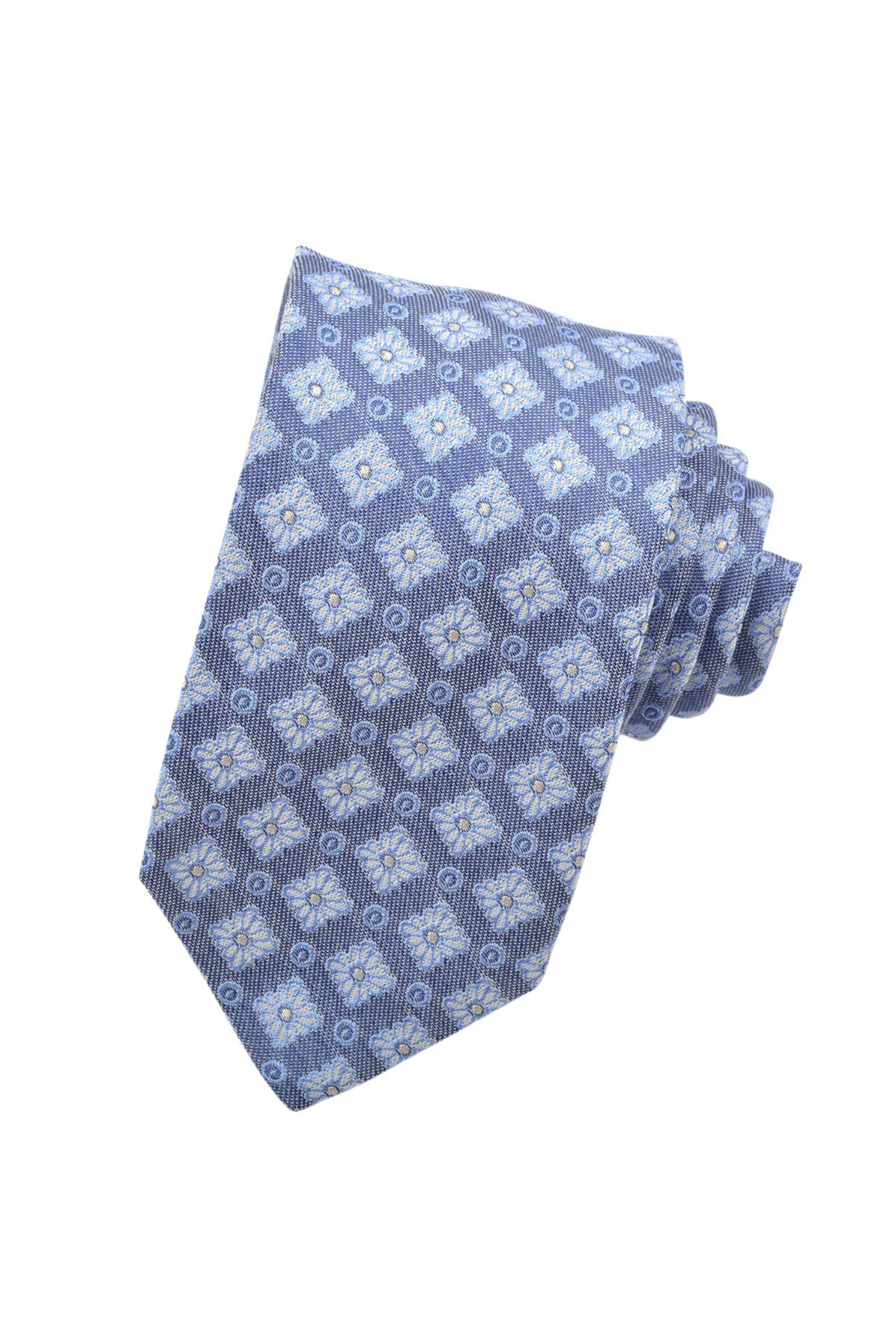 ITALIAN CHECKERBOARD FLORAL TIE BLUE OS Sassanova / Novaman