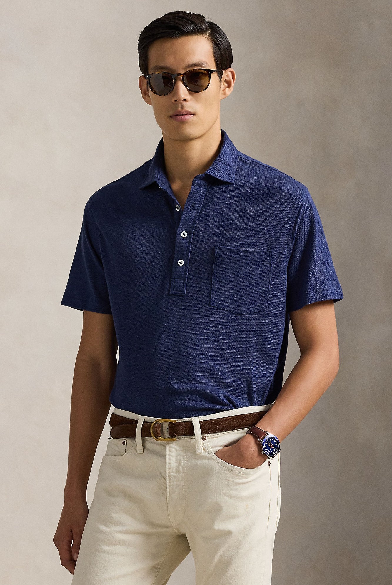 LINEN PIQUE POLO - Polos - Novaman