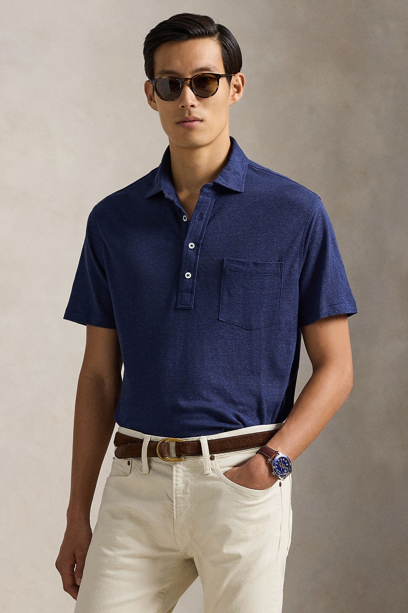 LINEN PIQUE POLO - Polos - Novaman