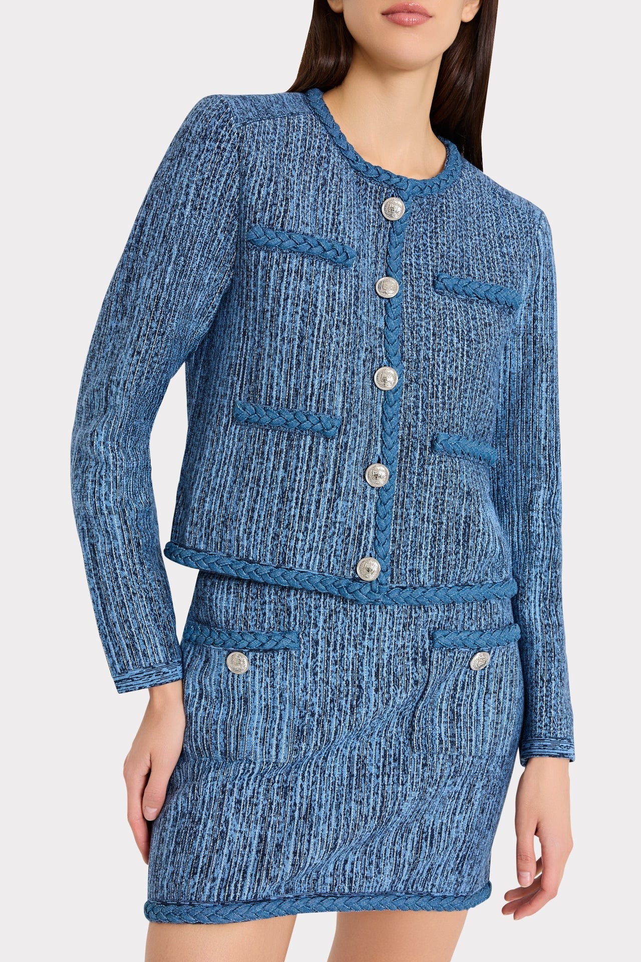 SHAYNE PINSTRIPE KNIT CARDIGAN JACKET - Jackets - Sassanova