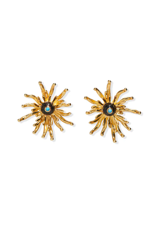 CACTUS FLOWER STUDS- GOLD - Earrings - Sassanova