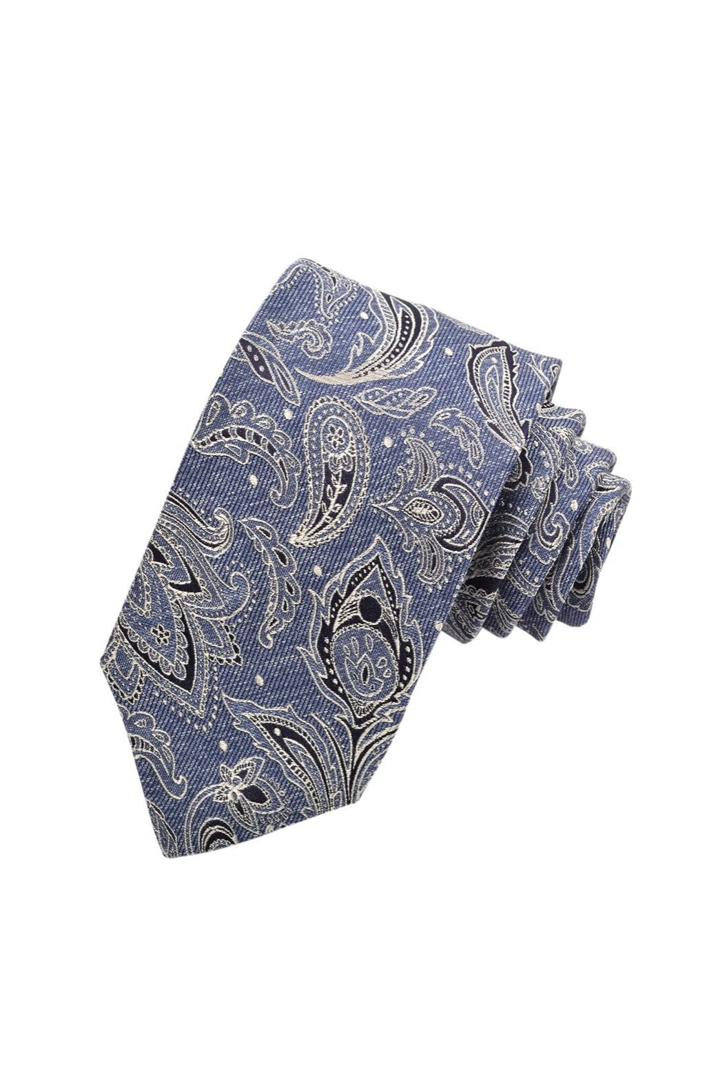 ITALIAN SILK PAISLEY TIE DENIM (OS) - novaman