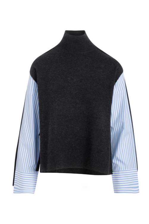 CASHMINO MIXED MEDIA LAYERED TURTLENECK - Sweaters - Sassanova