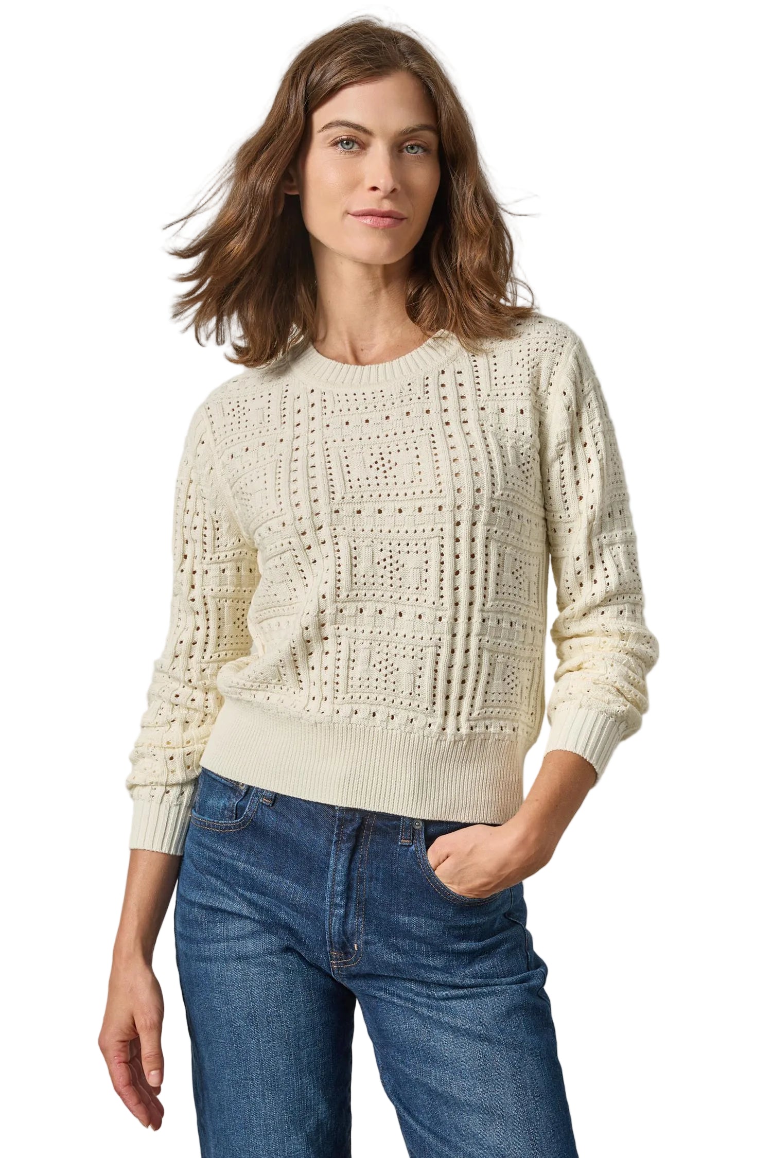 PATCHWORK STITCH CREWNECK SWEATER - Sweaters - Sassanova