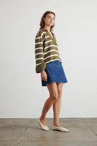 Hudie short denim skirt in classic indigo wash-sassanova