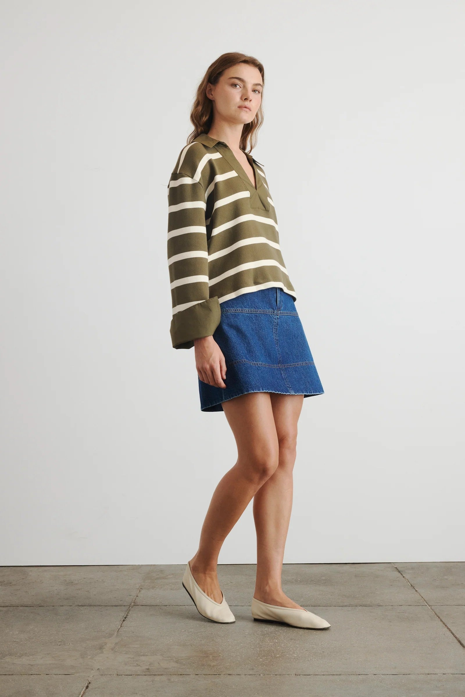 Hudie short denim skirt in classic indigo wash-sassanova