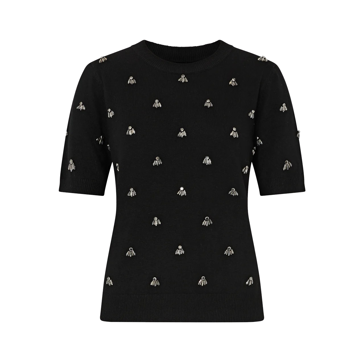 ROSALYN RHINESTONE EMBELLISHED CREW NECK - sassanova