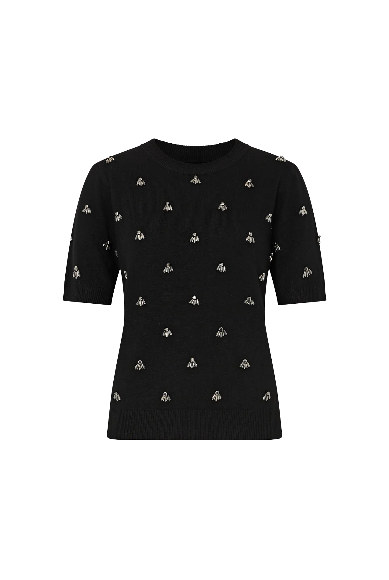 ROSALYN RHINESTONE EMBELLISHED CREW NECK - sassanova