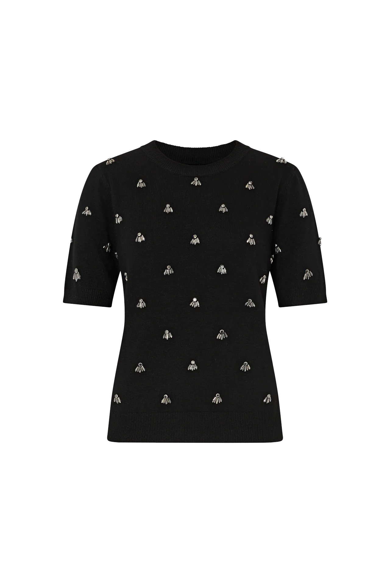 ROSALYN RHINESTONE EMBELLISHED CREW NECK - sassanova