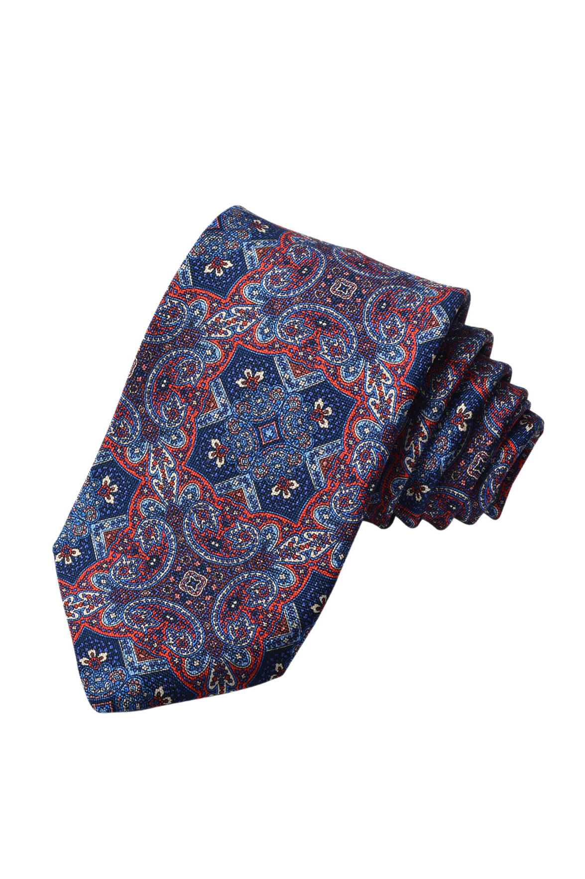 FLORAL MANDALA SILK TIE WINE -novaman
