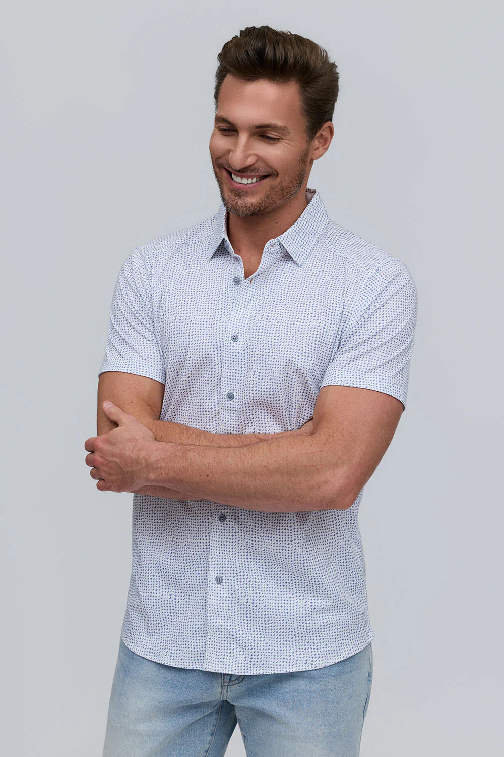 MINI DASH PRINTED SHORT SLEEVE SPORT SHIRT - Short Sleeved Shirts - Novaman