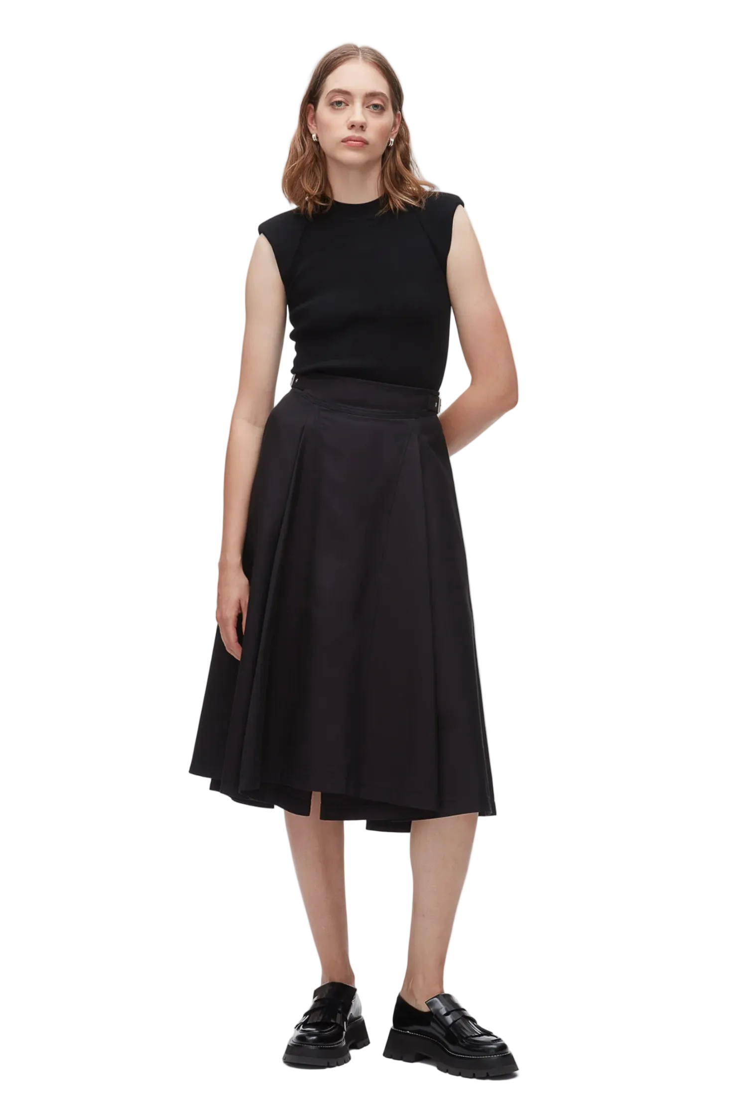 PLEATED UTILITY MIDI SKIRT Sassanova
