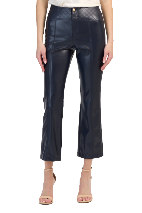 VEGAN LEATHER QUILTED LOREN PANT - Pants - Sassanova