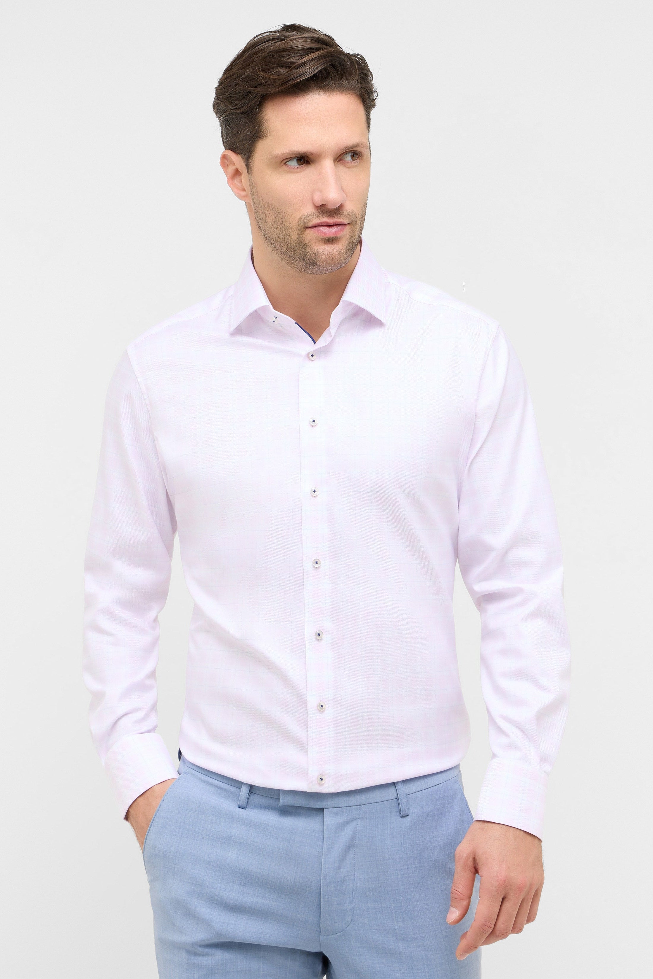 CHECK TWILL MODERN FIT DRESS SHIRT - Long Sleeved Shirts - Novaman