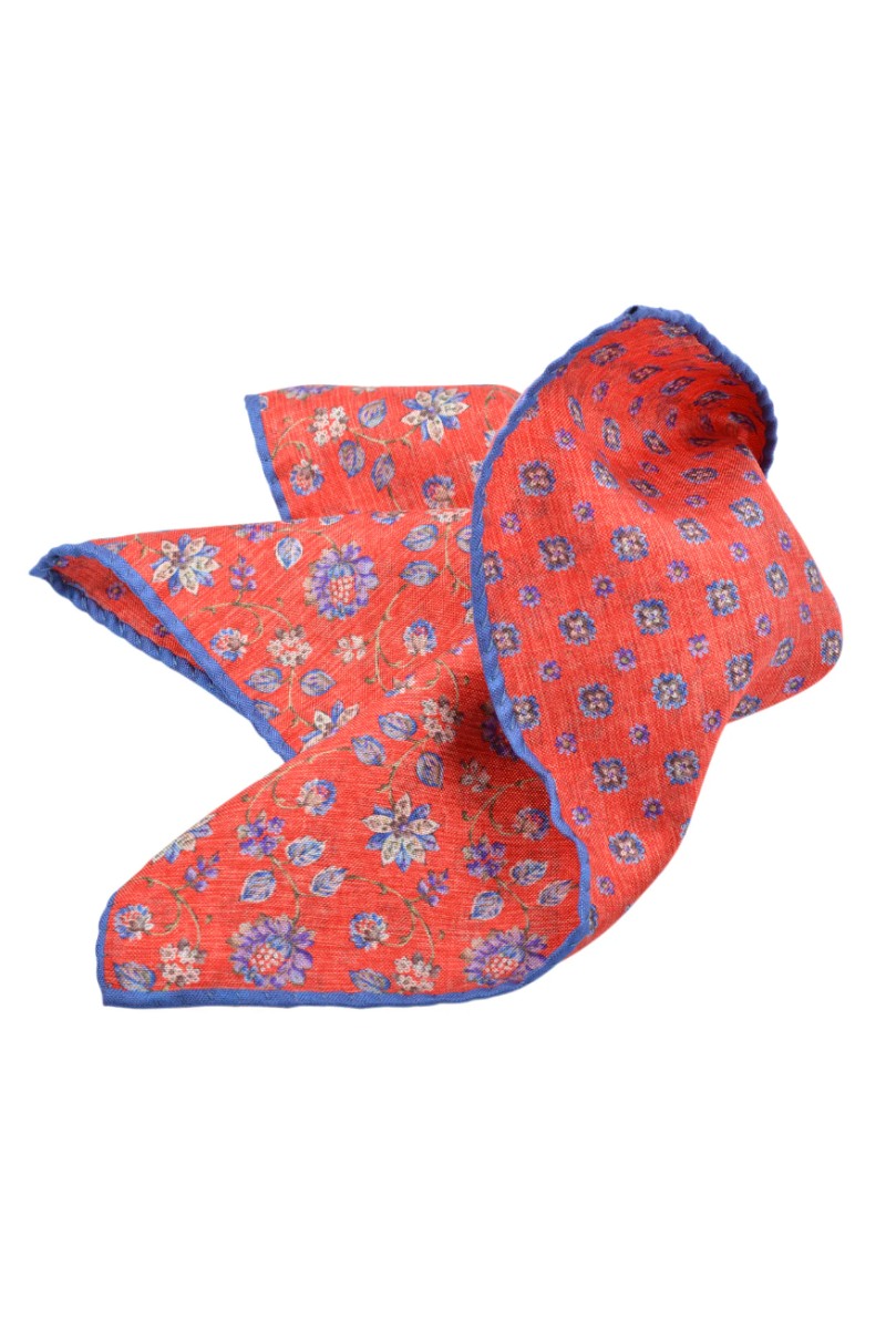 ITALIAN SILK FLORAL POCKET SQUARE MELON - Ties & Pocket Squares - Novaman