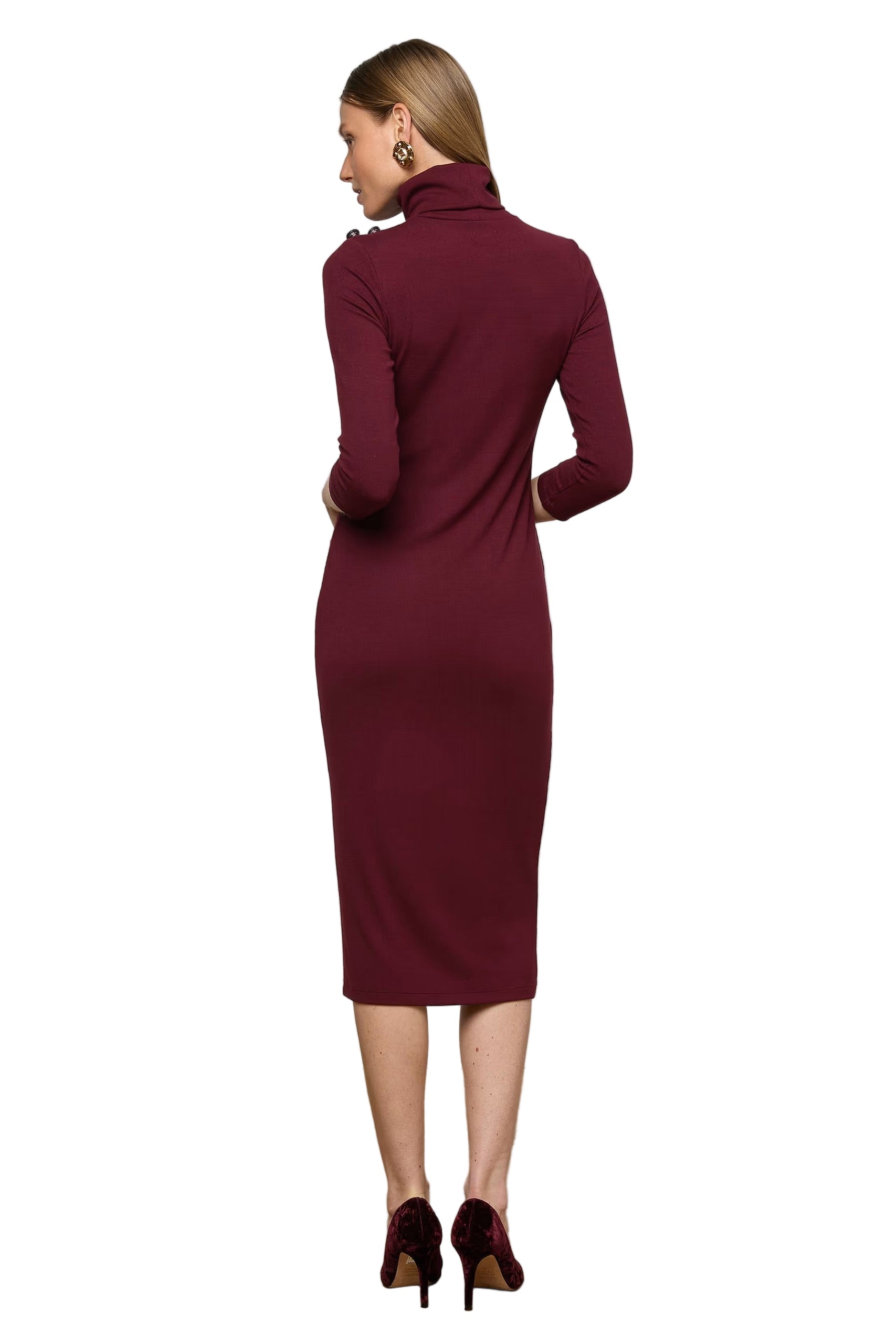 VOLETTA 3/4 SLV TURTLENECK DRESS - Dresses - Sassanova