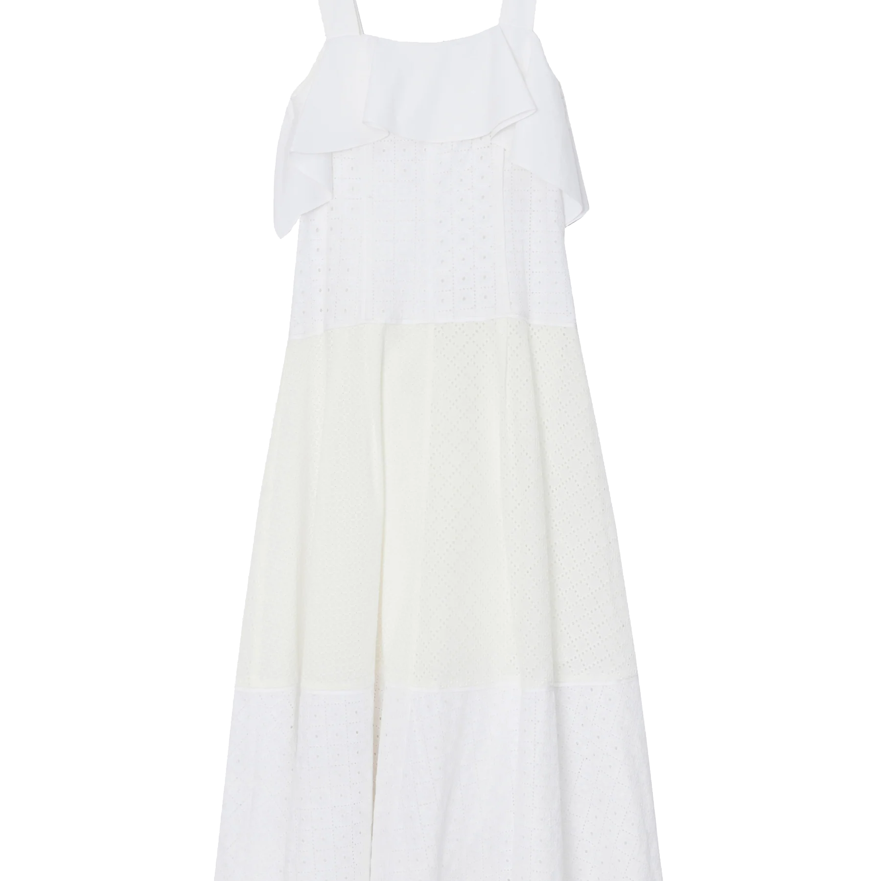BRODERIE ANGLAISE PATCHWORK CASCADE MIDI DRESS - Dresses - Sassanova
