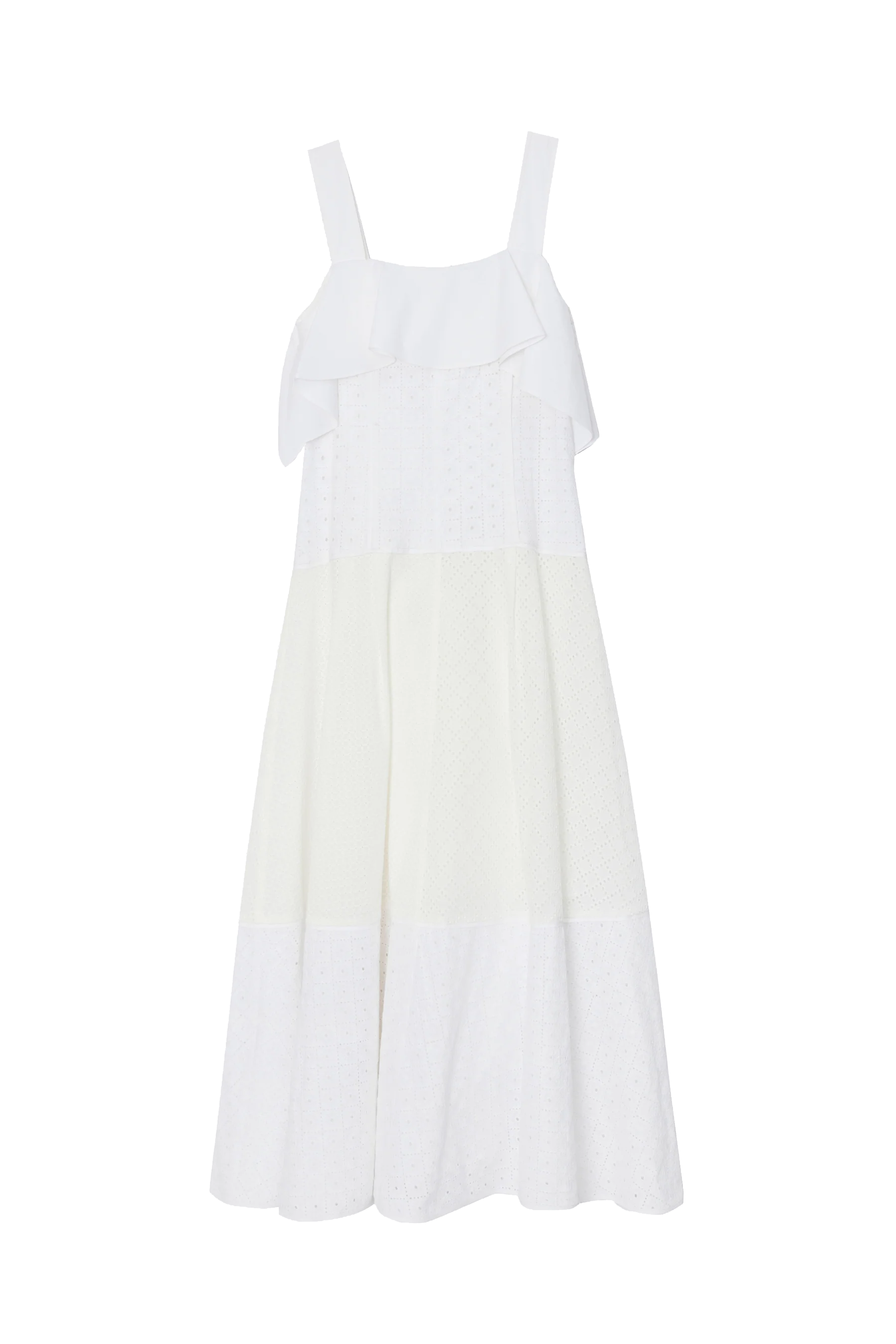 BRODERIE ANGLAISE PATCHWORK CASCADE MIDI DRESS - Dresses - Sassanova