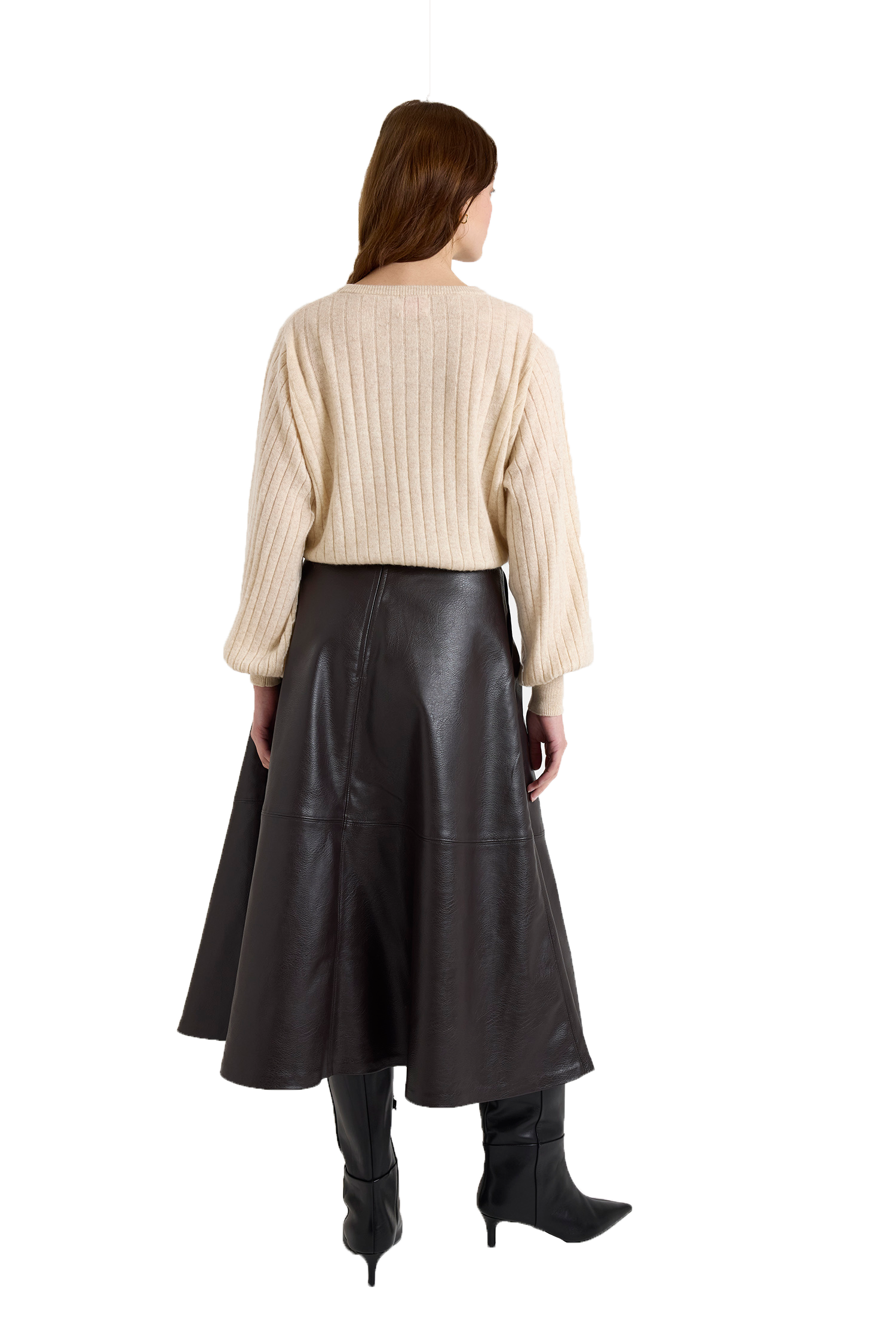 Pixie cashmere crewneck sweater with long sleeves in beige - Sassanova