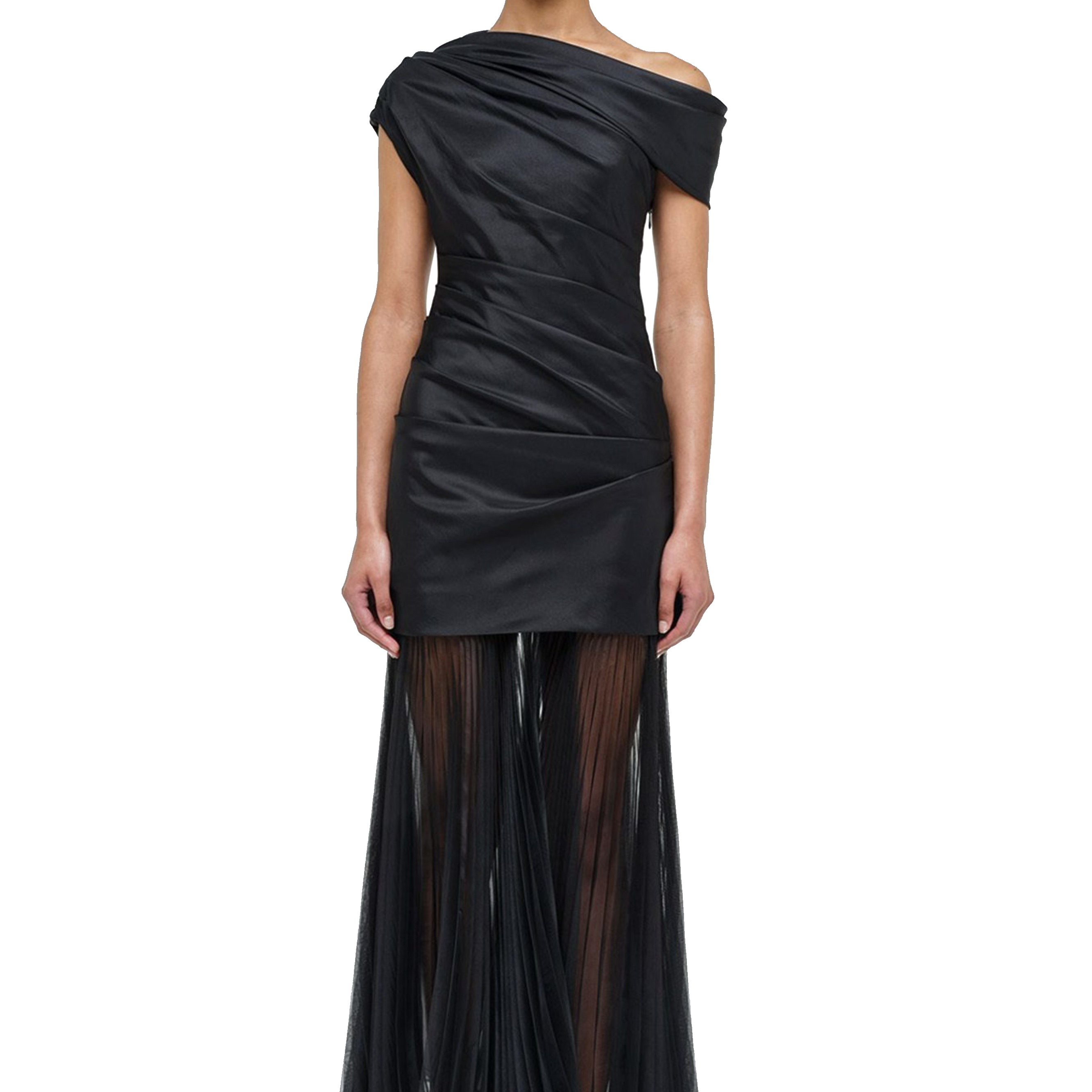 AMMALIE COMBO MIDI DRESS BLACK - sassanova