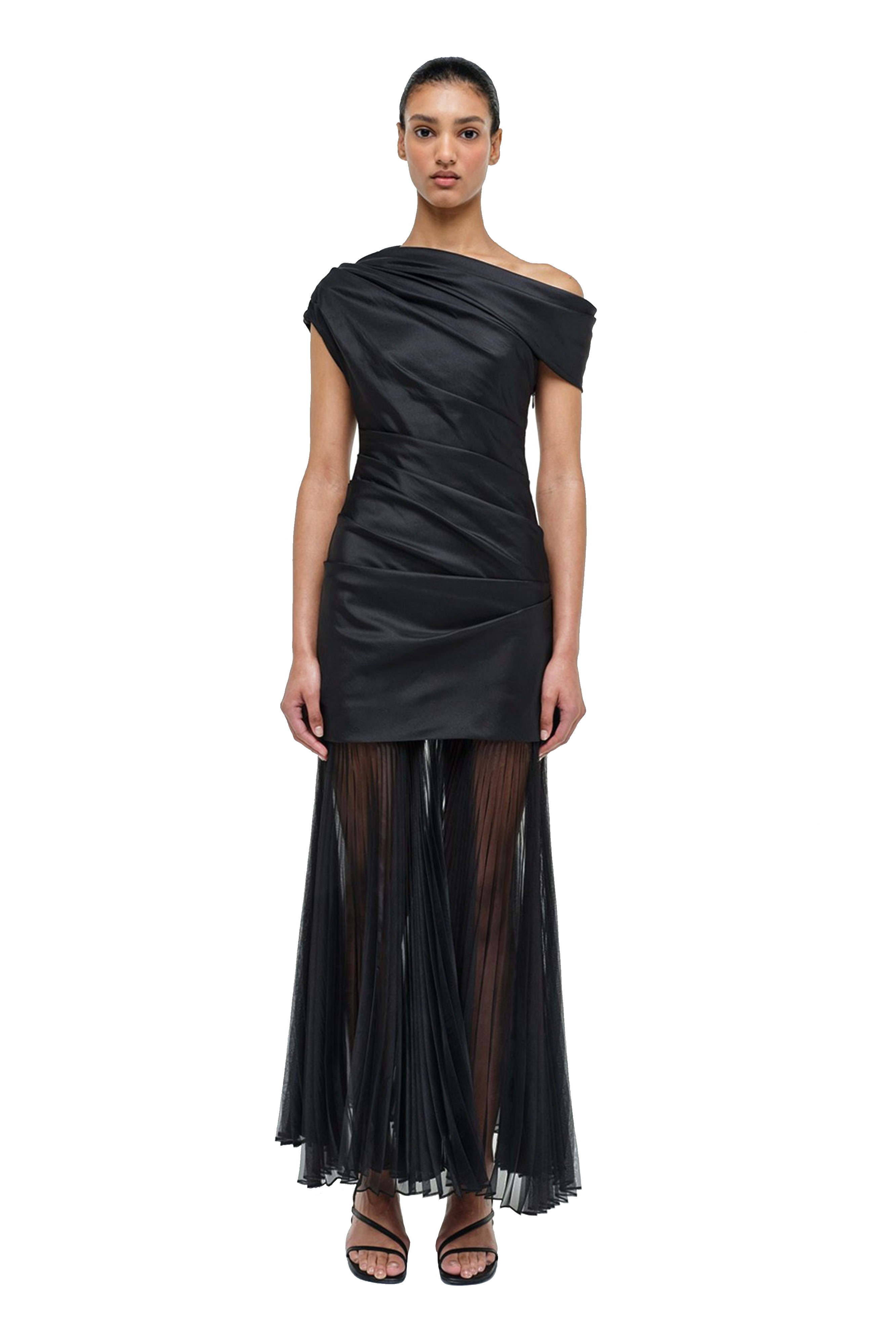 AMMALIE COMBO MIDI DRESS BLACK - sassanova