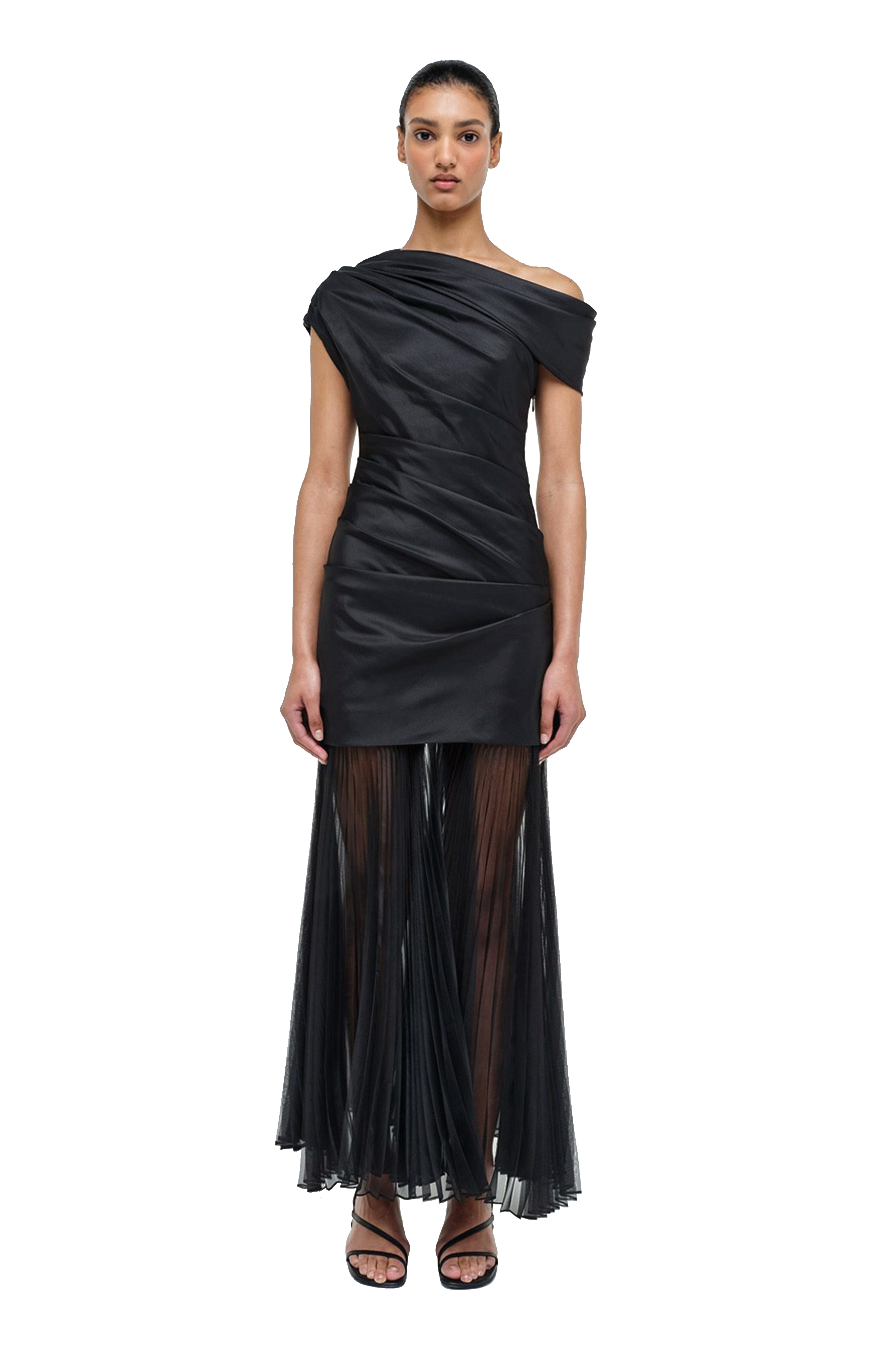 AMMALIE COMBO MIDI DRESS BLACK - sassanova