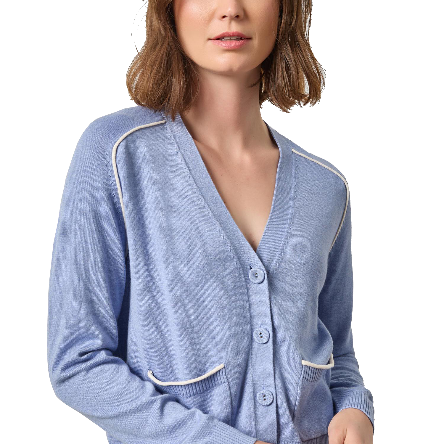 SADDLE SLEEVE V-NECK CARDIGAN - Sweaters - Sassanova