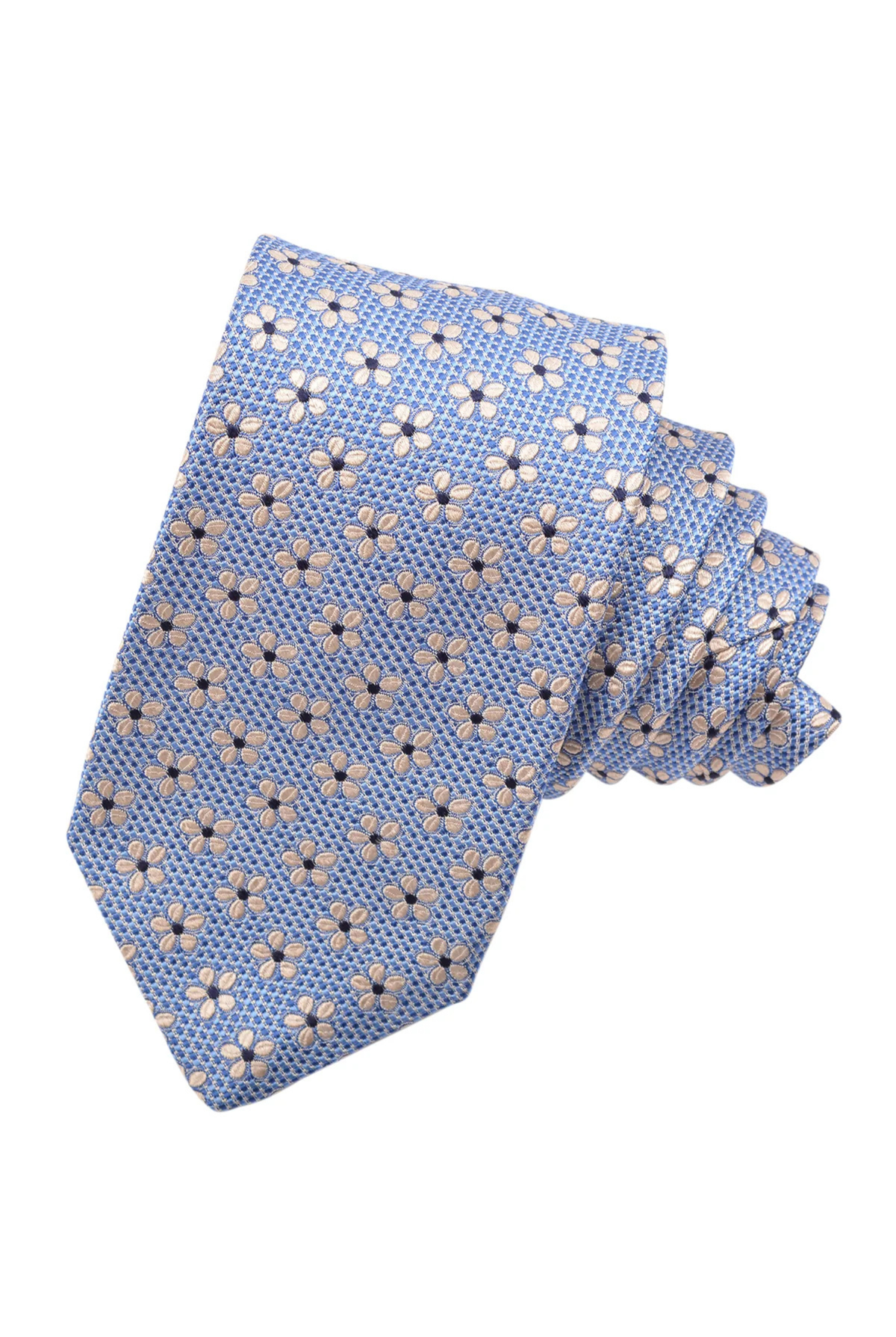 ITALIAN WOVEN DAISY TIE BLUE OS Sassanova / Novaman