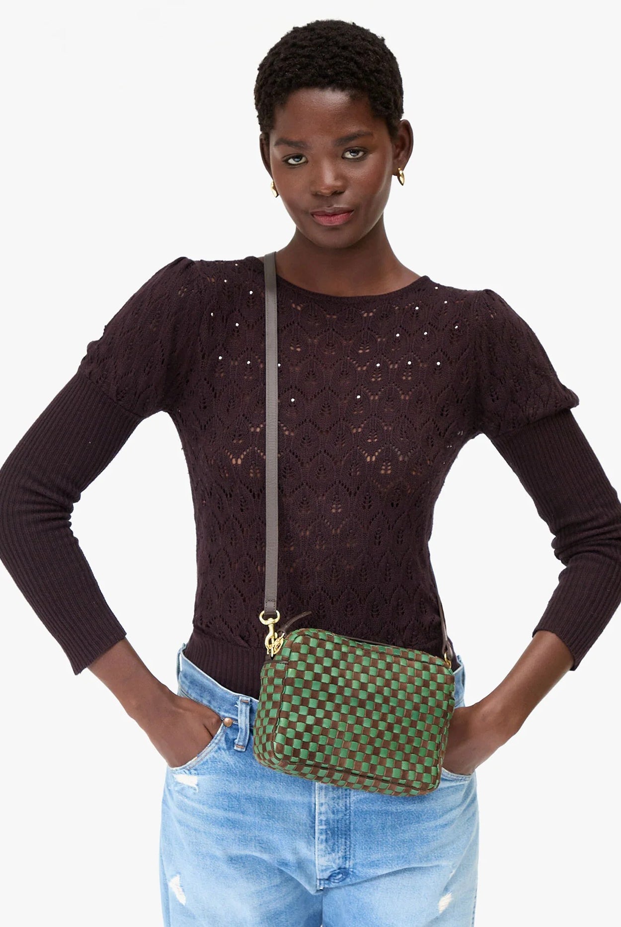 MIDI SAC LEATHER/SUEDE CHECKER - Handbags - Sassanova
