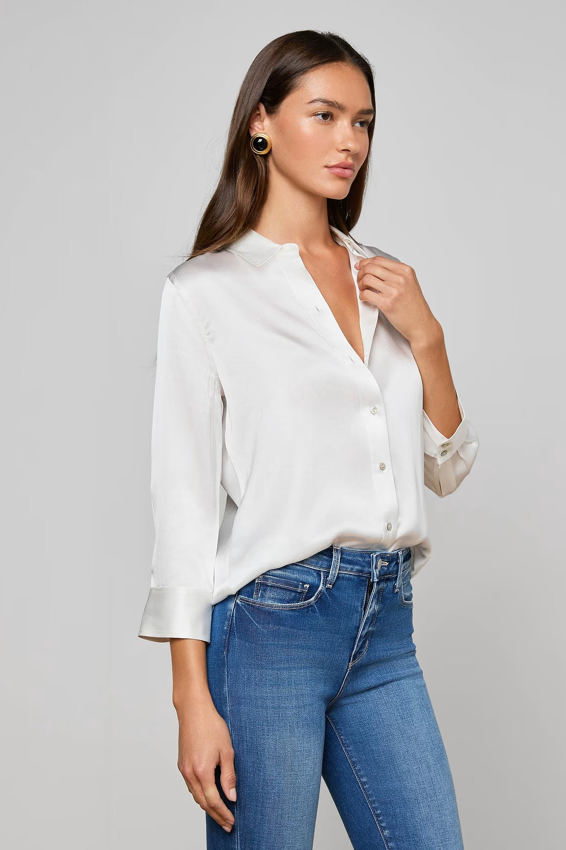 DANI 3/4 SLEEVE SOLID BLOUSE - Blouses - Sassanova