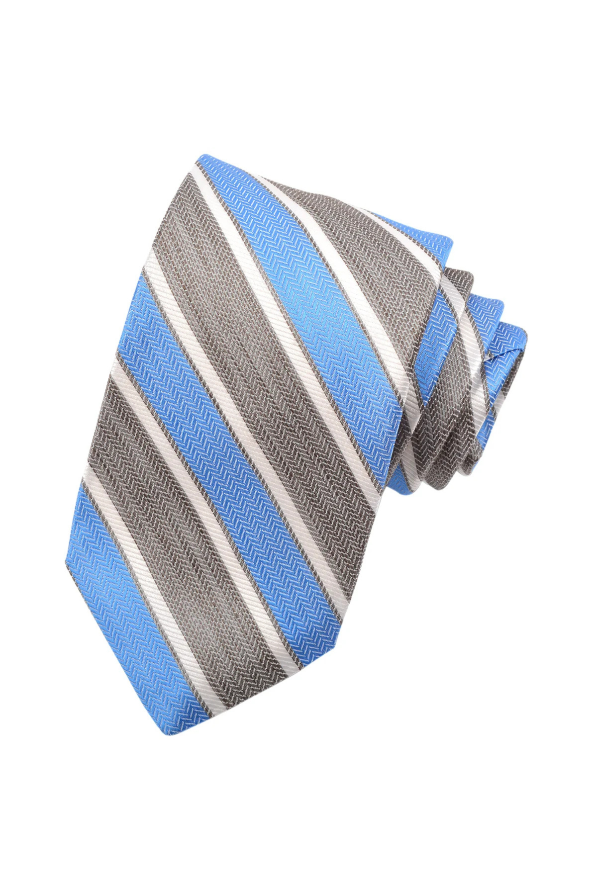ITALIAN SILK WIDE STRIPE TIE GREY OS Sassanova / Novaman