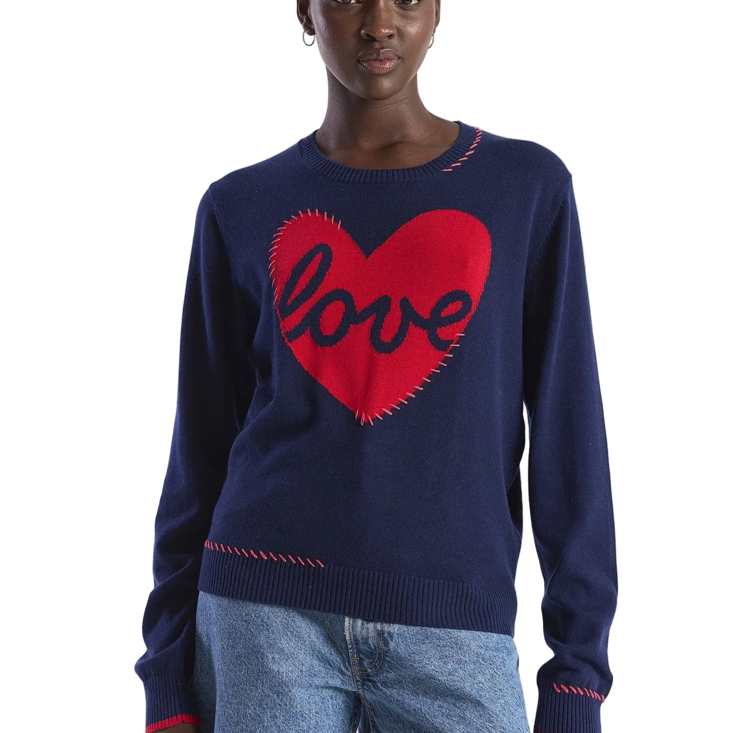 LOVE HEART STITCH CREW-SASSANOVA