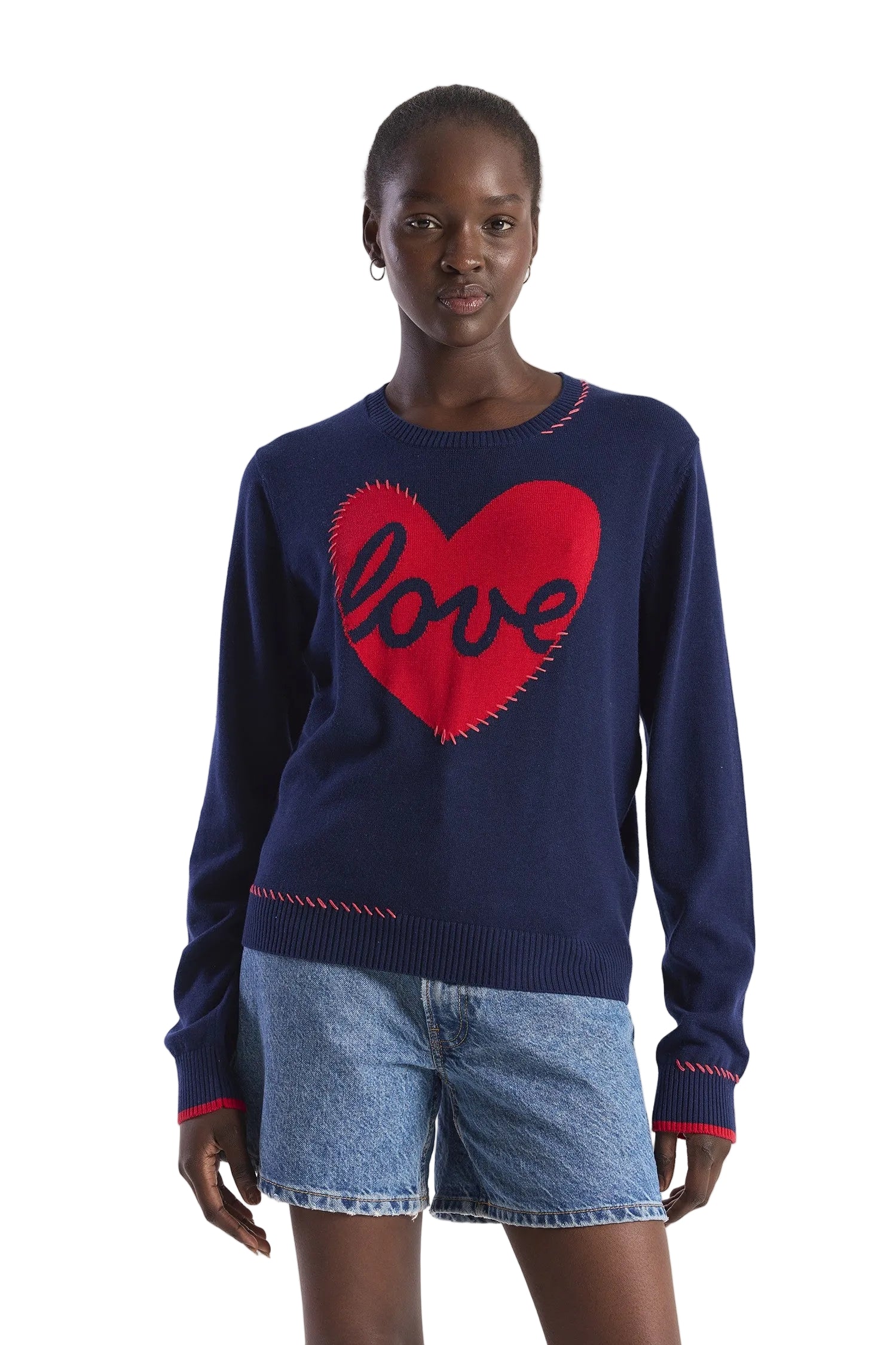 LOVE HEART STITCH CREW-SASSANOVA