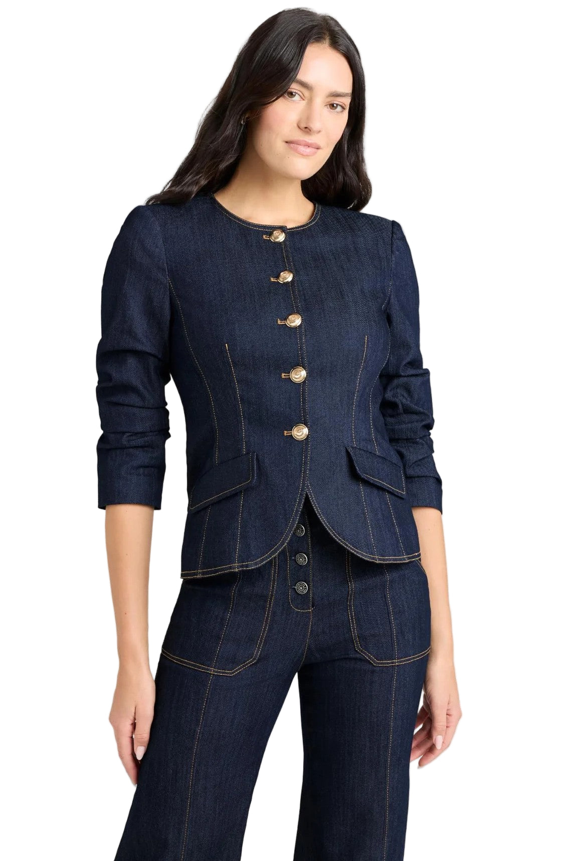 Denim Scrunched Chris Jacket-sassanova