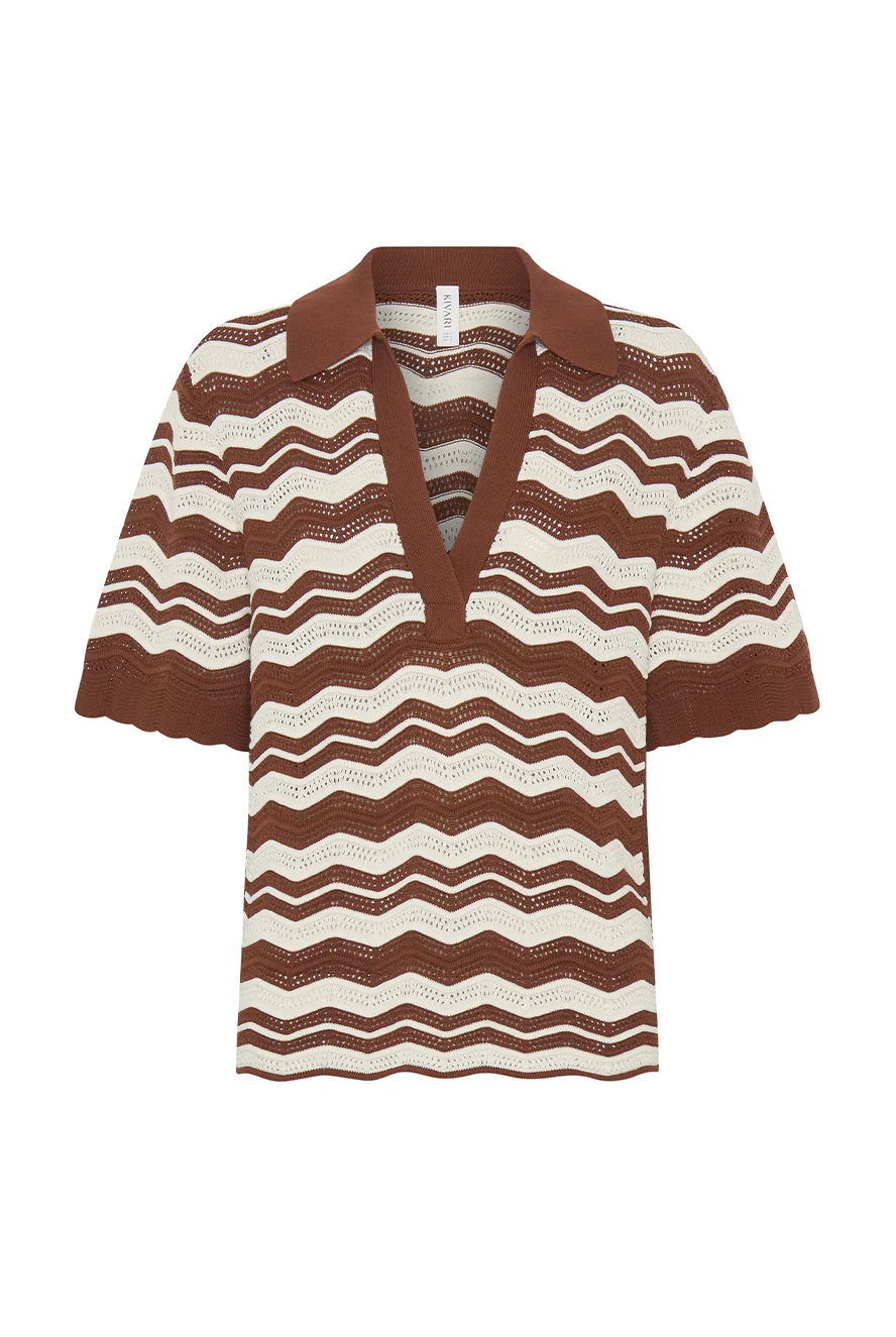 SARAH KNIT POLO TOP - Blouses - Sassanova