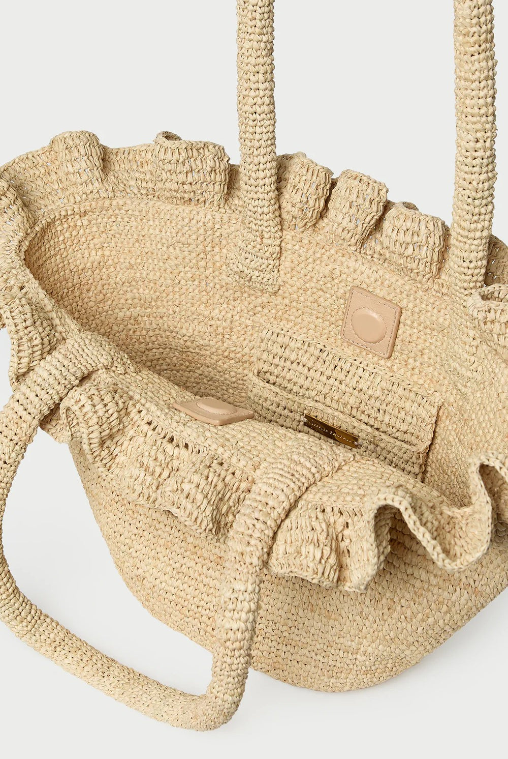 CYRUS RAFFIA WOVEN TOTE WITH RUFFLE - Handbags - Sassanova