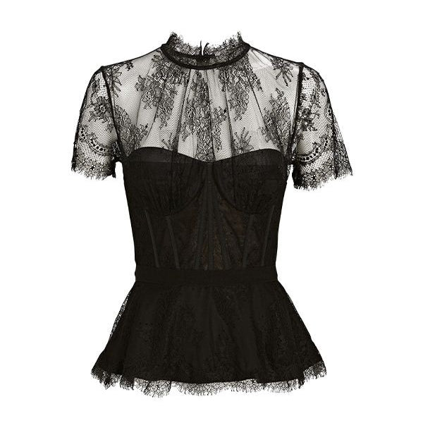 KEHLANI LACE S/S BUSTIER TOP - Blouses - Sassanova