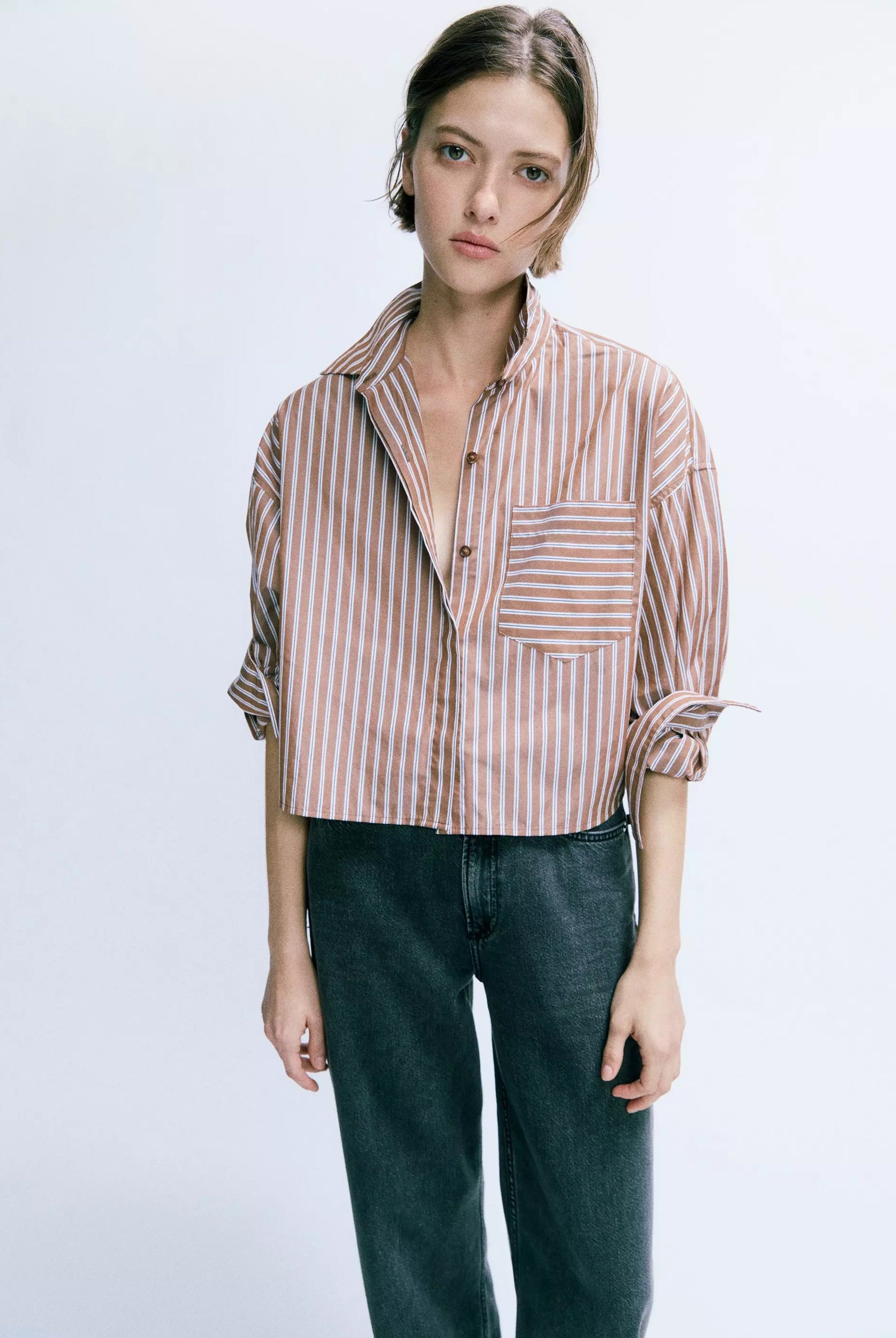 MARIN CROPPED STRIPED SHIRT - Sassanova