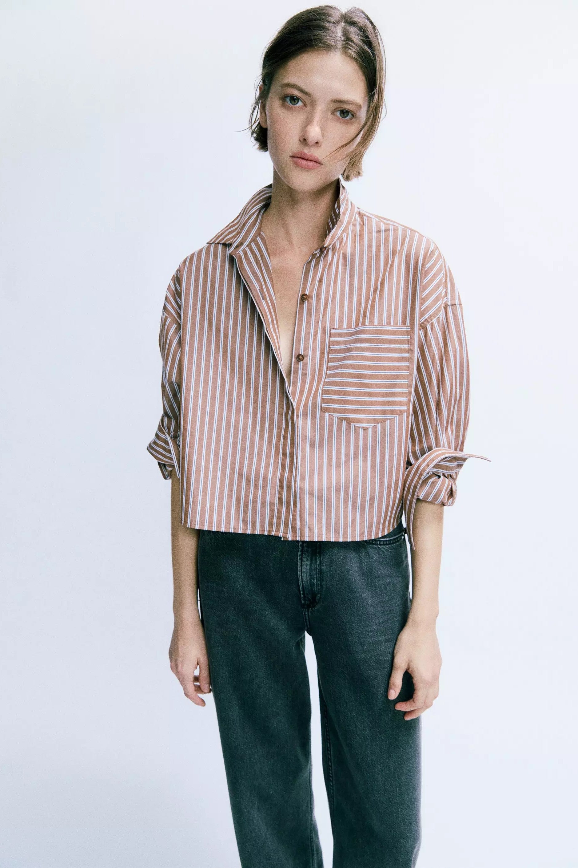 MARIN CROPPED STRIPED SHIRT - Sassanova