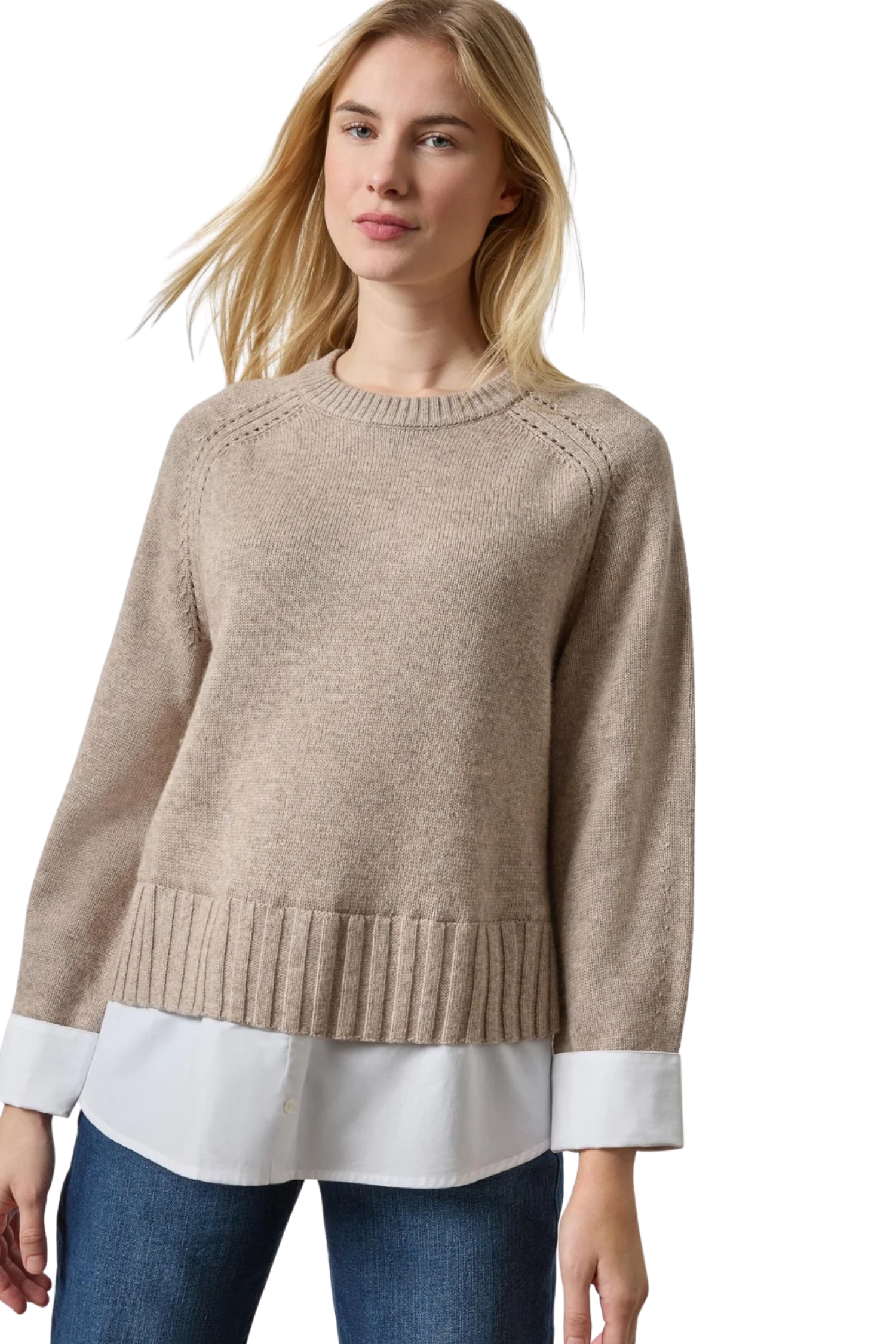 MIXED MEDIA CREWNECK SWEATER Sassanova