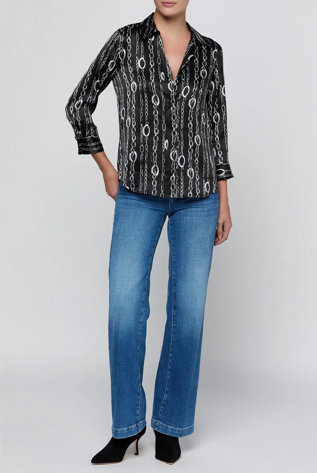 DANI 3/4 SLEEVE BLOUSE BLACK CHAIN Sassanova